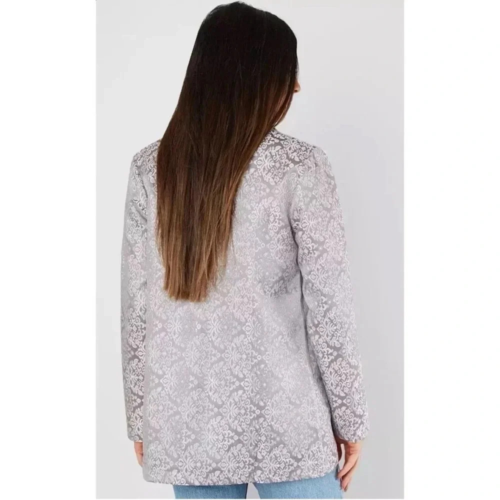 Gimmicks Buckle Silver Embroidered Damask One Button Blazer Size Large - Picture 2 of 10